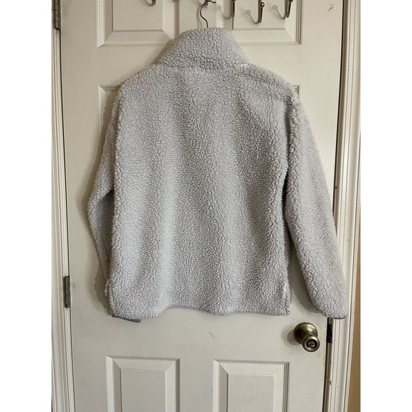 SO Fleece Teddy Size L White Faux Fur Sherpa Sweatshirt Half Zip - Picture 7 of 10